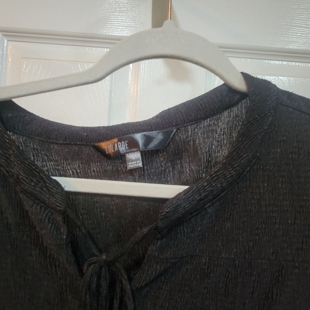 LuLaRoe Elegant Black Lace Sleeve Women's Top, Size L - Picture 2 of 5
